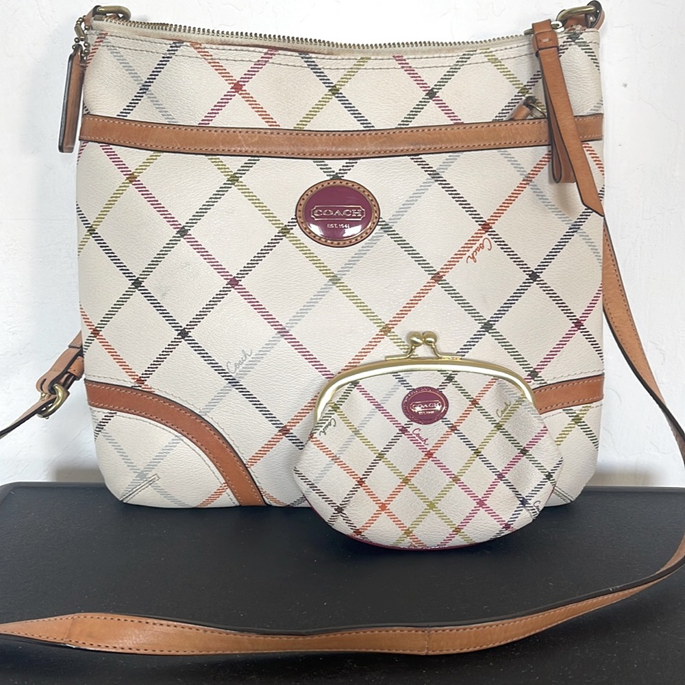 Coach Crossbody Tattersall with matching coin purse